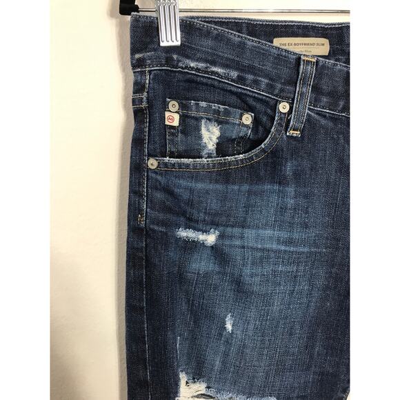 AG Adriano Goldschmied Ex-Boyfriend Slouchy Slim Fit Medium Blue Distressed 28 - Picture 2 of 11